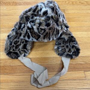 Juicy Couture Faux Fur Hat with Leopard Pattern